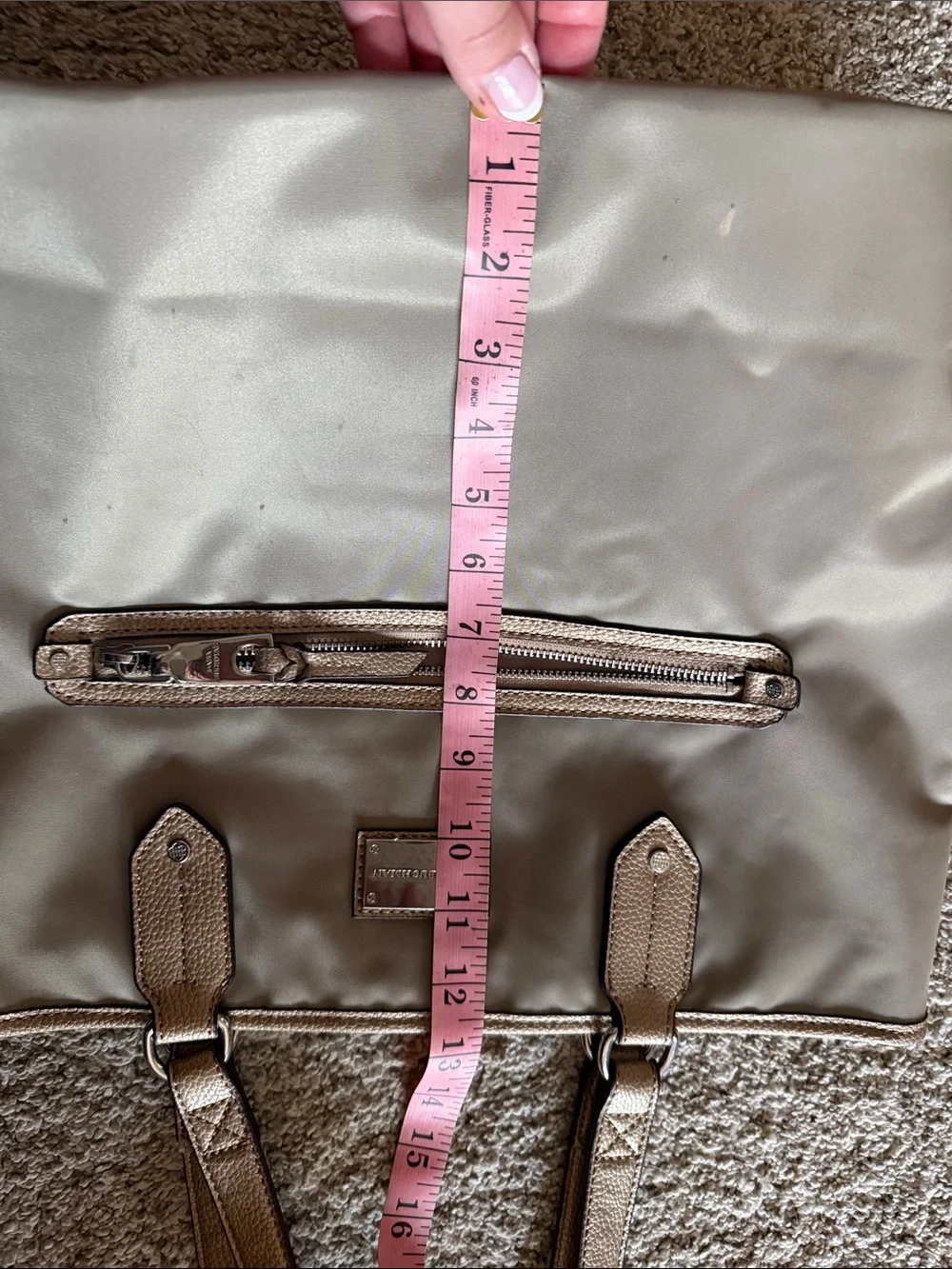 Dana Bachman Brown Nylon Tote Bag with Leather Trim - Unbranded